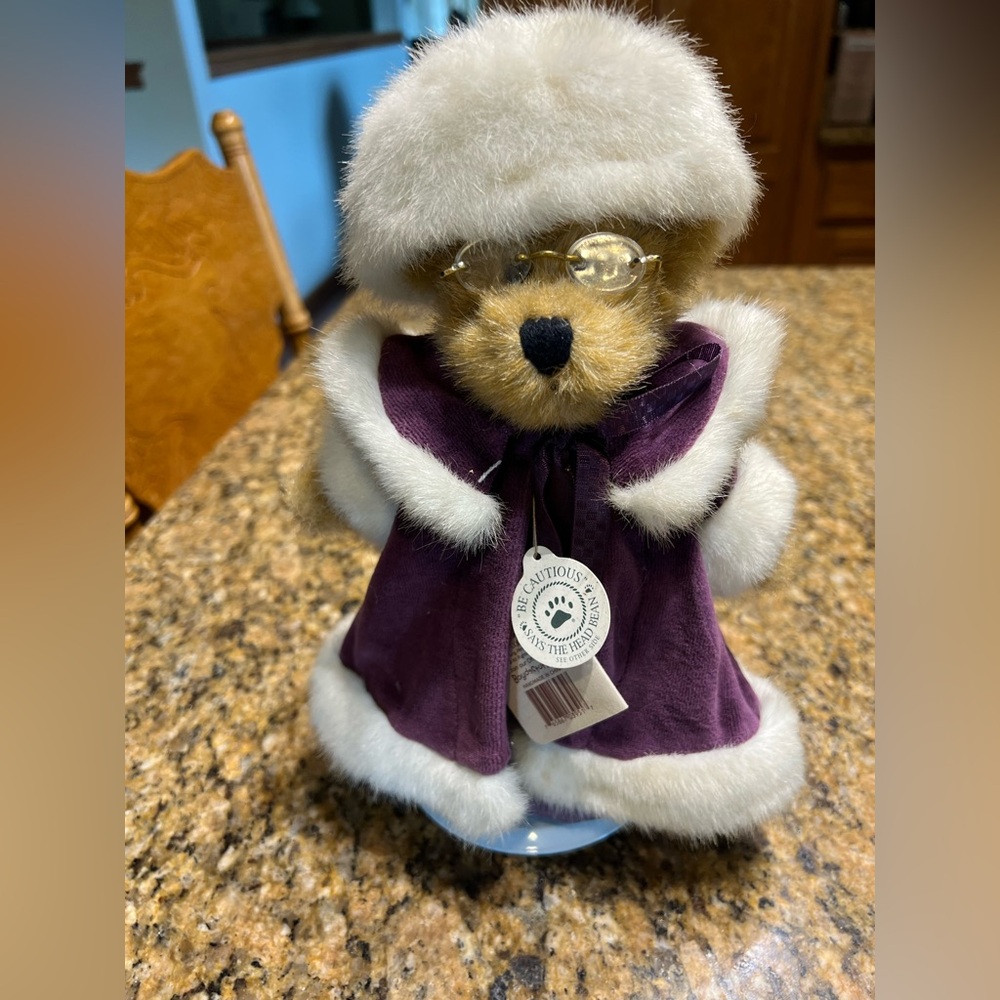 Russ vintage Plush Bear with Purple Coat and Glasses